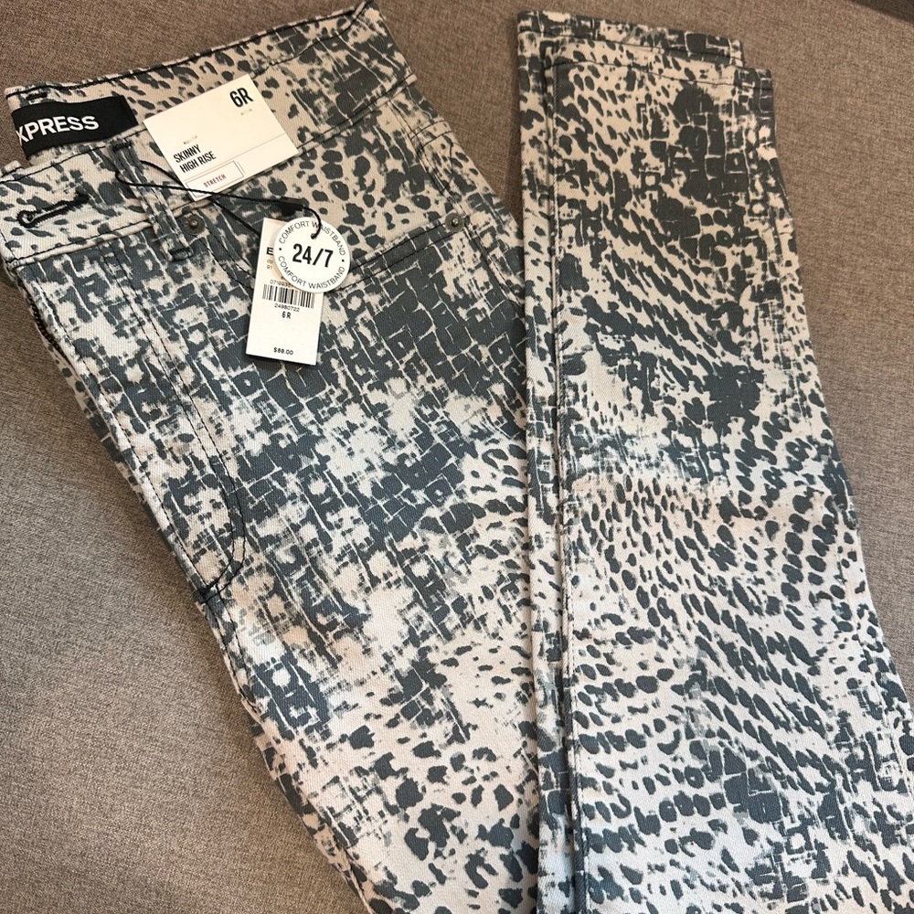 Express Monochrome Patterned Skinny Jeans